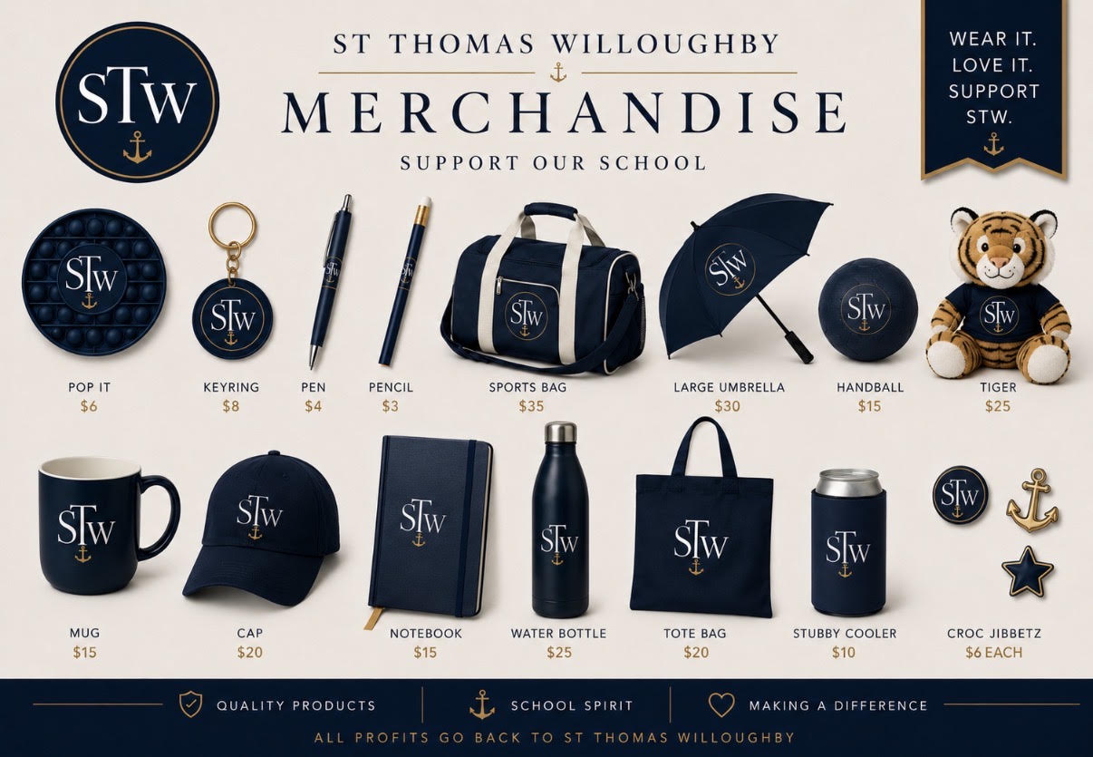 St Thomas Willoughby merchandise range with prices
